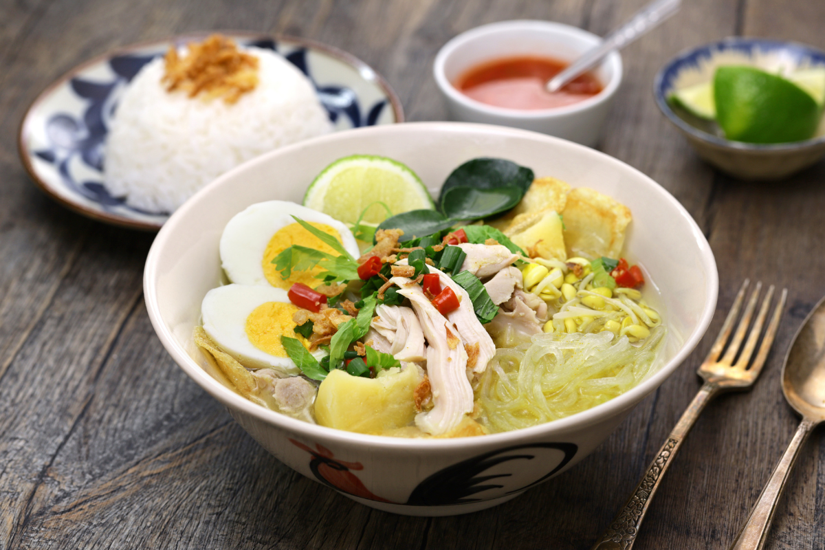 Healthy chicken soto with vegetables