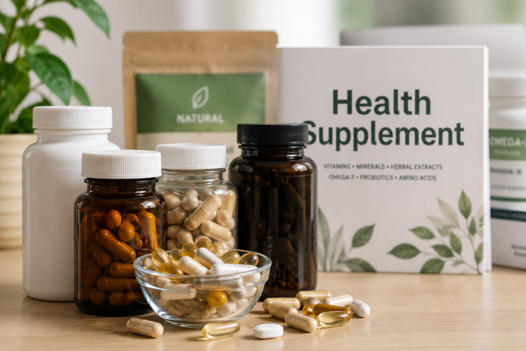 Health supplements and capsules representing HSA regulation in Singapore