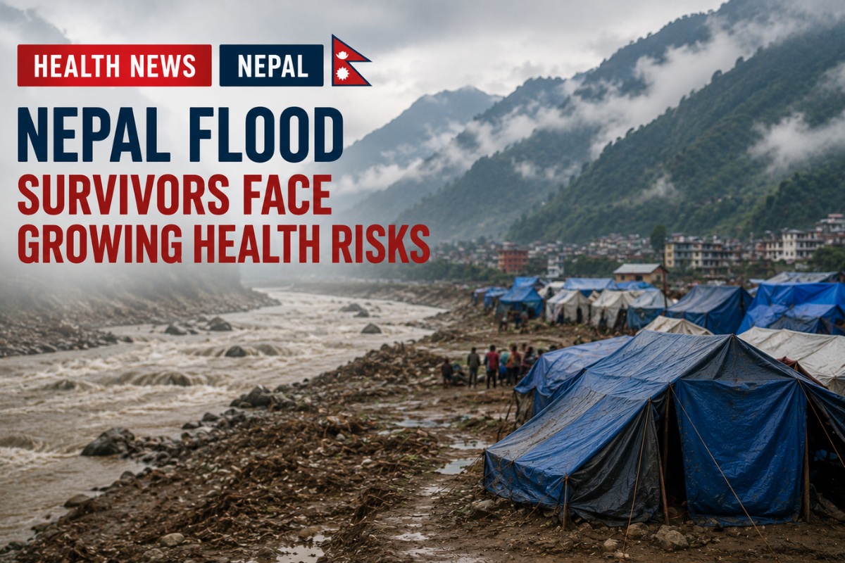 AI illustration of temporary shelters and flood-affected communities in Nepal