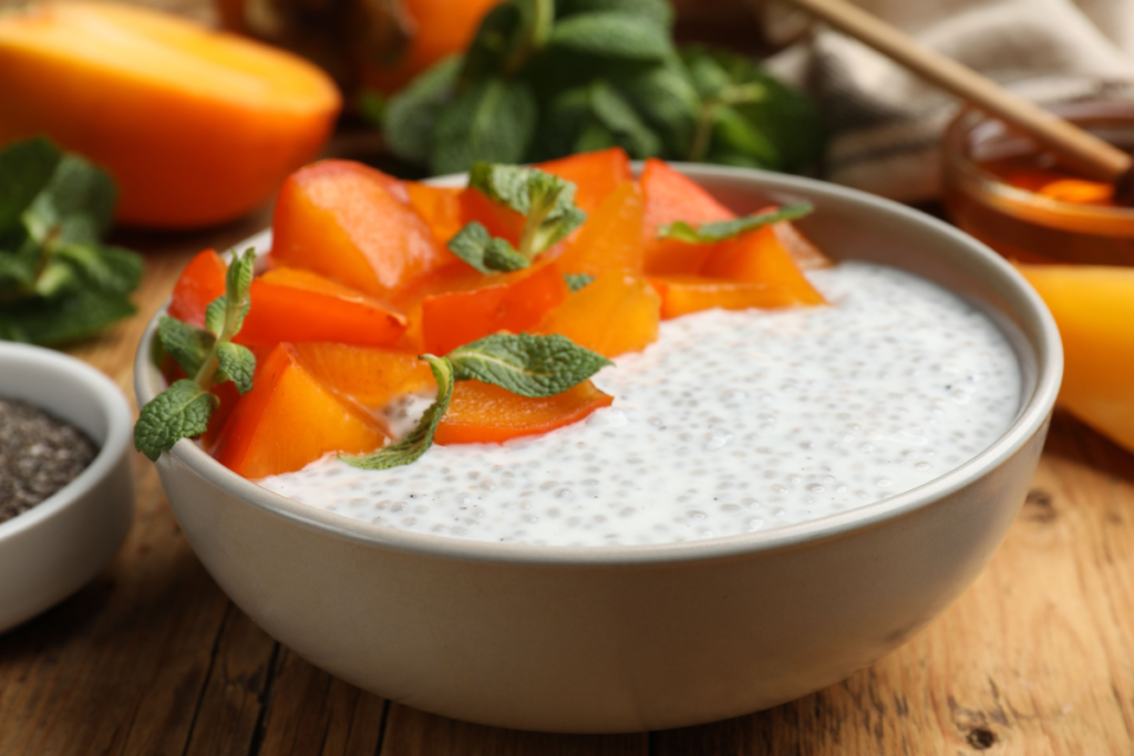 Papaya chia breakfast bowl with fresh papaya and chia seeds