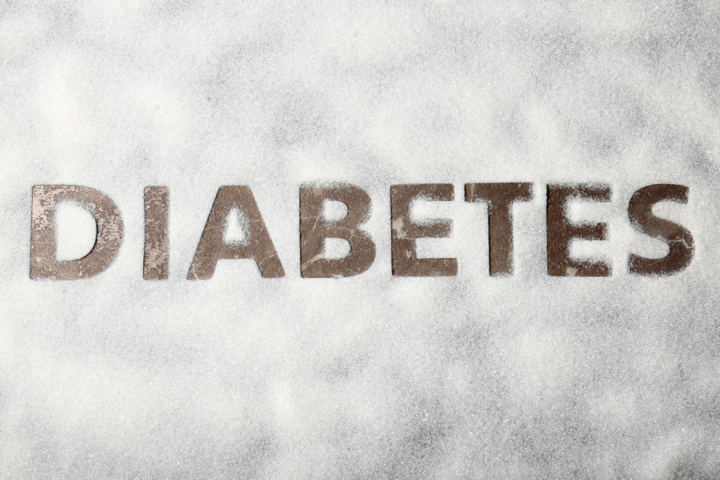Diabetes text representing blood sugar health and prediabetes awareness