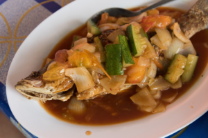 Sweet and Sour Fish with Vegetables in a light homemade sauce