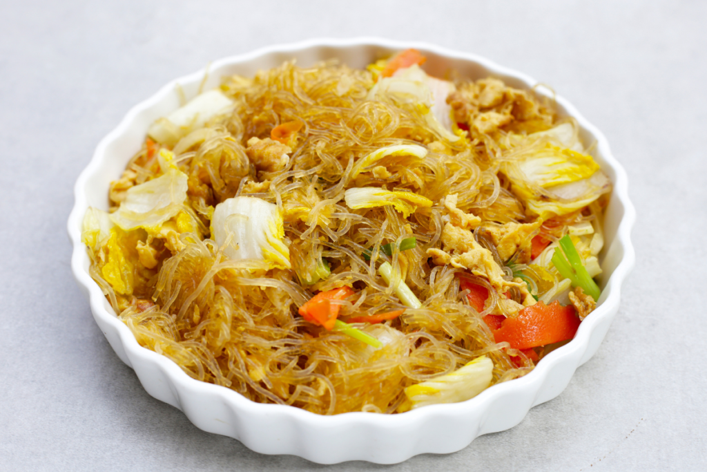 Vegetable Fried Bee Hoon with rice vermicelli and colourful vegetables