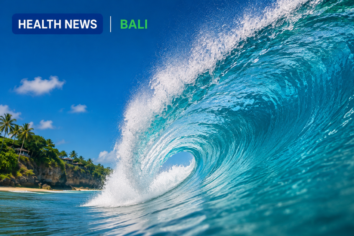 Powerful ocean wave breaking along the coast of Bali, Indonesia.