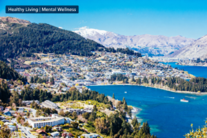 Scenic view of Queenstown, New Zealand, featuring Lake Wakatipu and surrounding mountains